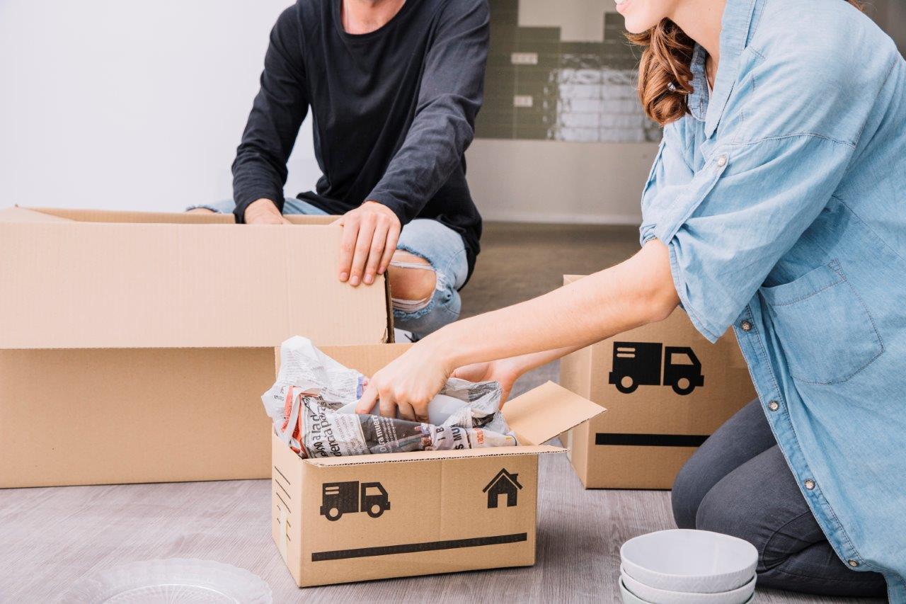 woman packing box