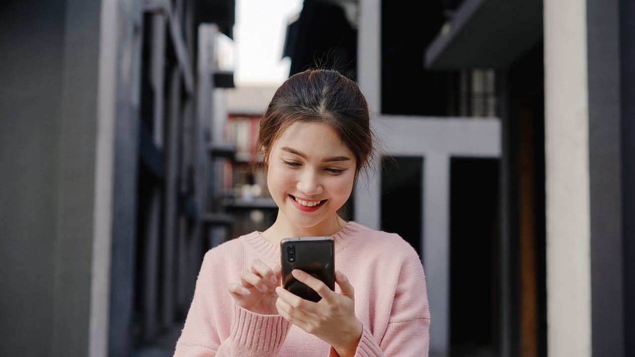 A woman tracking her parcel